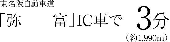 東名阪自動車道「弥富」IC車で3分（約1,990m）